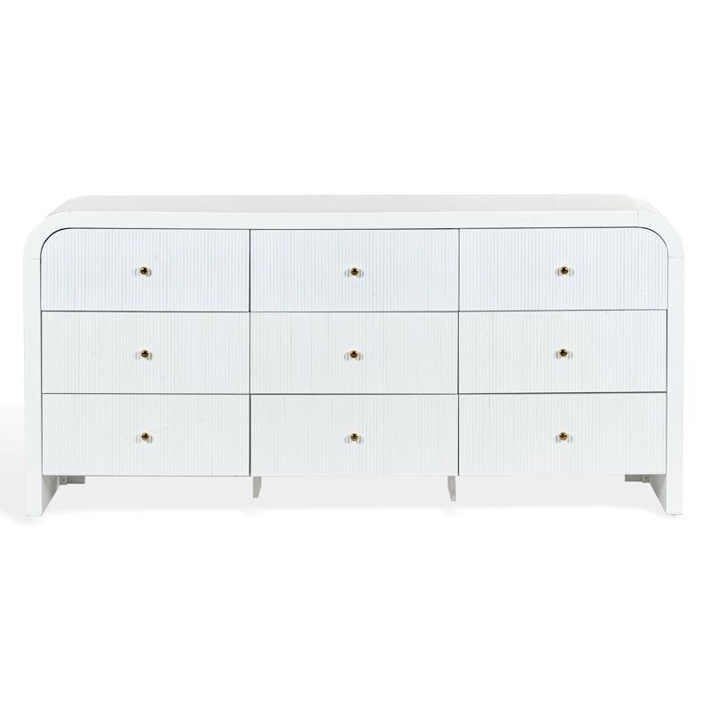 Liabella 9 Drawer Curv Dresser, White