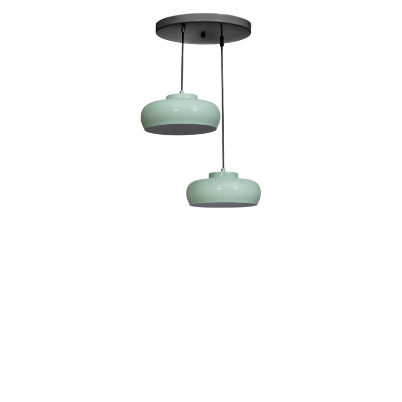 Lustre réglable en métal, finition menthe et noir, plaque de base 9,8 x 5,1 pouces | Hauteur: 8,3 à 27,6 pouces | 2 x douilles E27 (40 W maximum) | Élégant luminaire pour décoration intérieure moderne, classé IP20