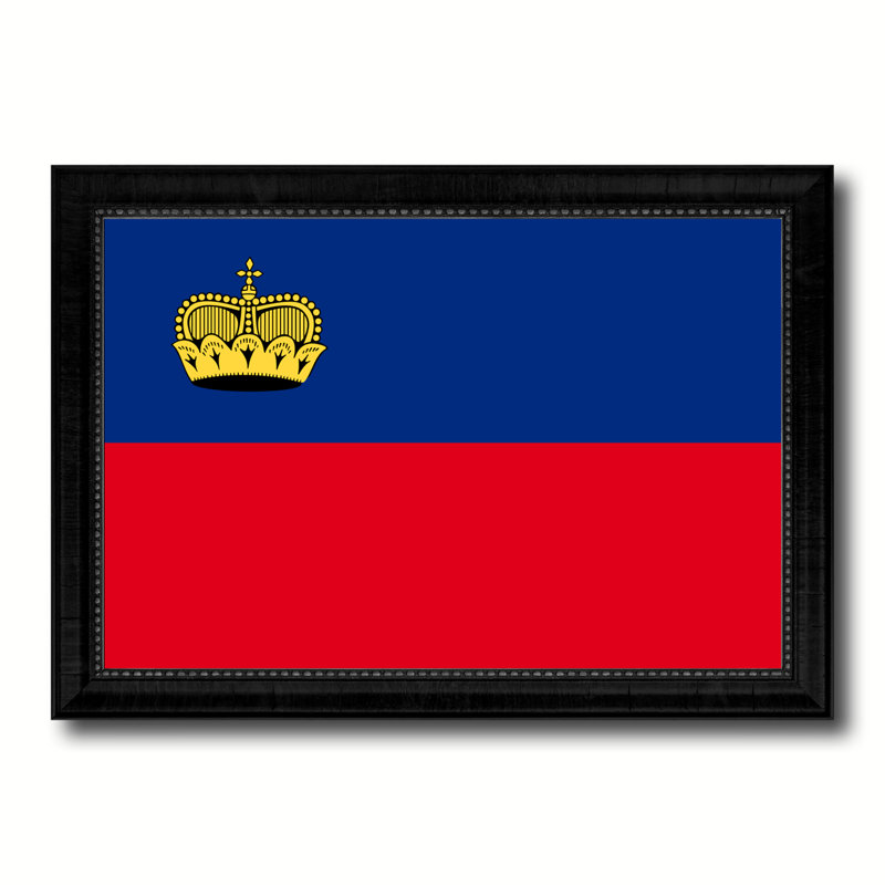 « liechtenstein country flag », impression sur toile encadrée, H 19 po x l 27 po x P 1 po, Encadrement noir