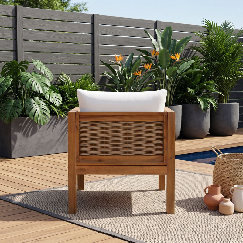 Ensemble de deux fauteuils d'extérieur avec coussin, Naturel beige