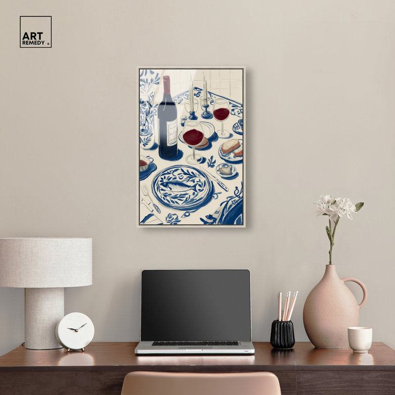 Décoration murale encadrée «Dinner II» par Art Remedy, cadre argenté, 16 x 24, H 25 po x l 17 po, Cadre argenté