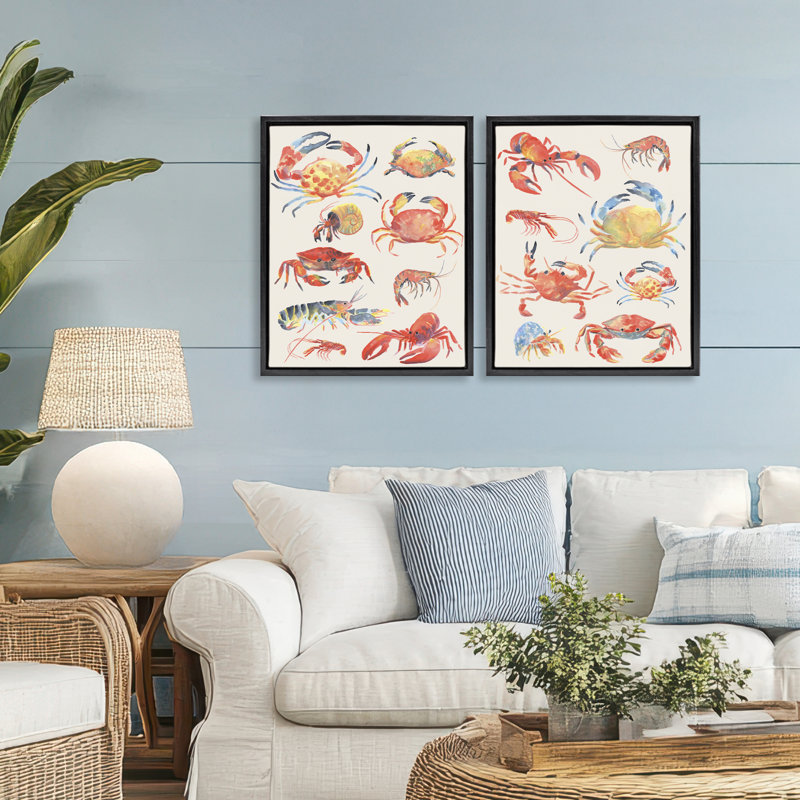Ensemble de 2 cadres flottants Aquatic Crustacean Collection, design par June Erica Vess, Cadre flottant noir de jais
