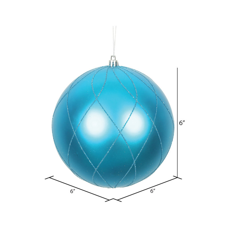 Ornement boule 6 po mat et scintillant, Turquoise
