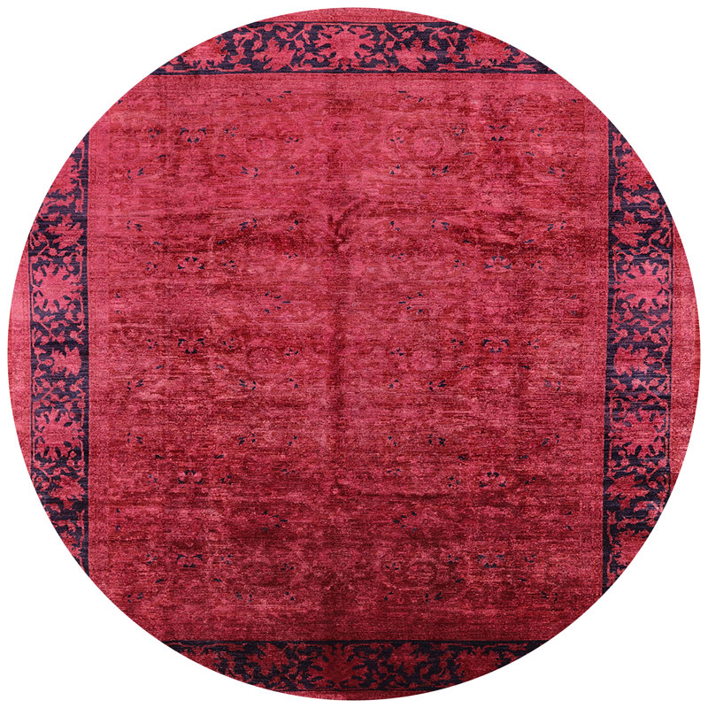 Tapis de style oriental rouge, Rond 8 pi