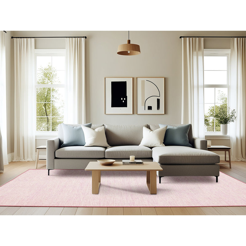 Tapis de zone rose contemporaine, Rectangle 6 pi x 9 pi