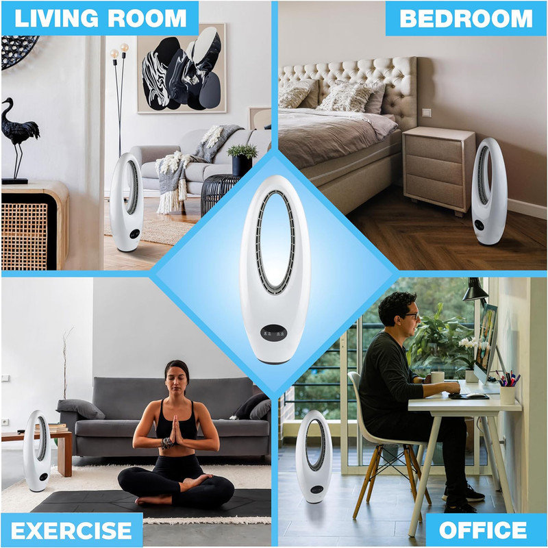 White 28" Bladeless Oscillating Tower Fan with Remote