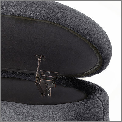 Banc de rangement moderne avec repose-pieds ovale, banc rembourré avec rangement en tissu Teddy Boucle Teddy