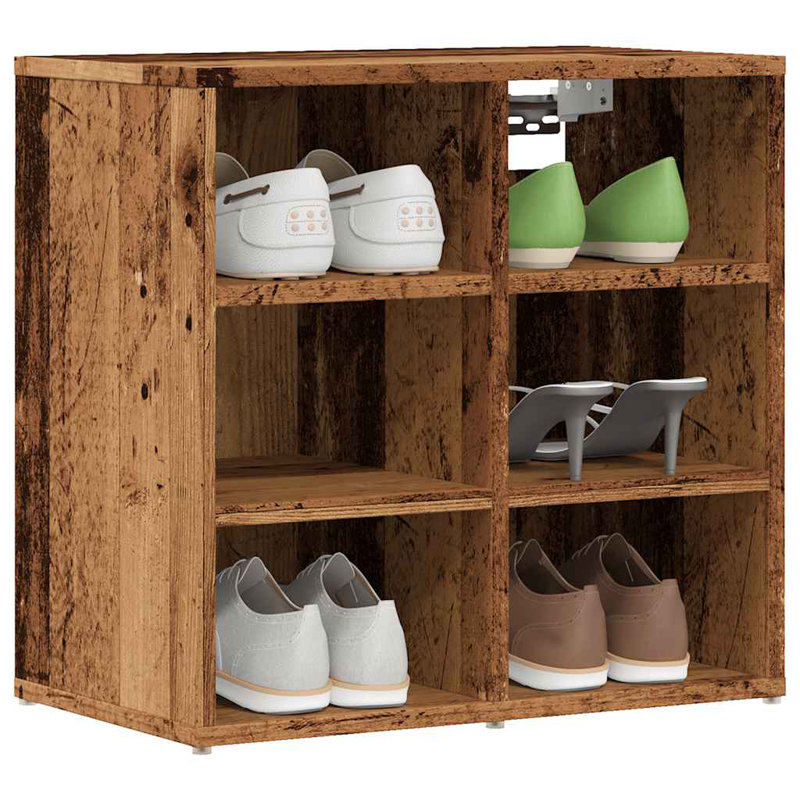 6 Pair Shoe Rack, Old Wood