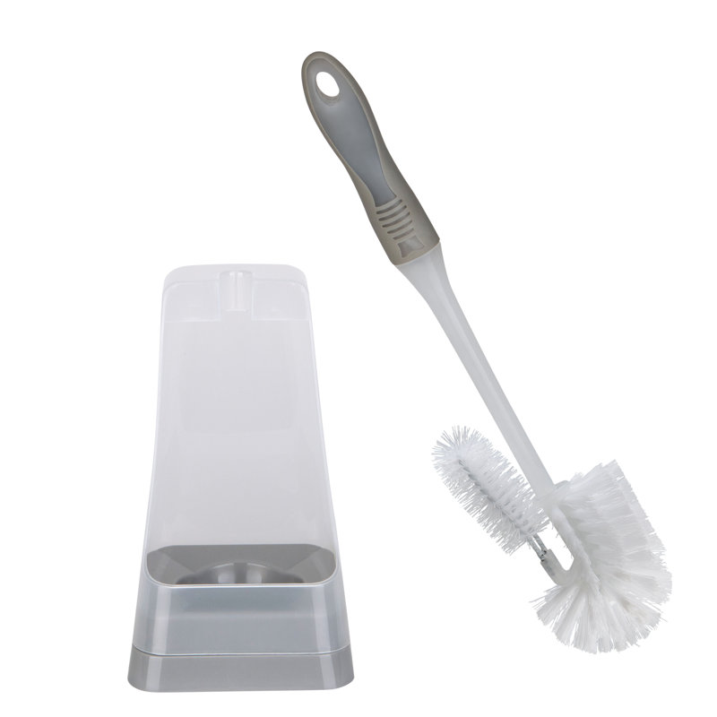 Clear Plastic Toilet Brush and Holder Set of 2