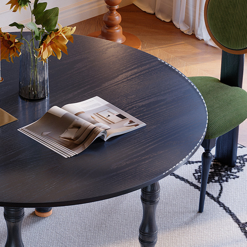 Ensemble de table à manger de style français rétro noir, H 29,5 po x L 47,2 po x l 47,2 po