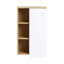 Armoire murale de salle de bain de 16 pouces avec tablettes ouvertes à 3 niveaux, rangement dissimulé, panneaux de porte interchangeables et contreplaqué résistant à l'humidité.
