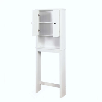 Bathroom Wooden Storage Cabinet Over-The-Toilet Space Saver With A Adjustable Shelf
