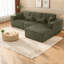 Canapés modulaires spacieux en chenille verte, design minimaliste en forme de L pour les salons