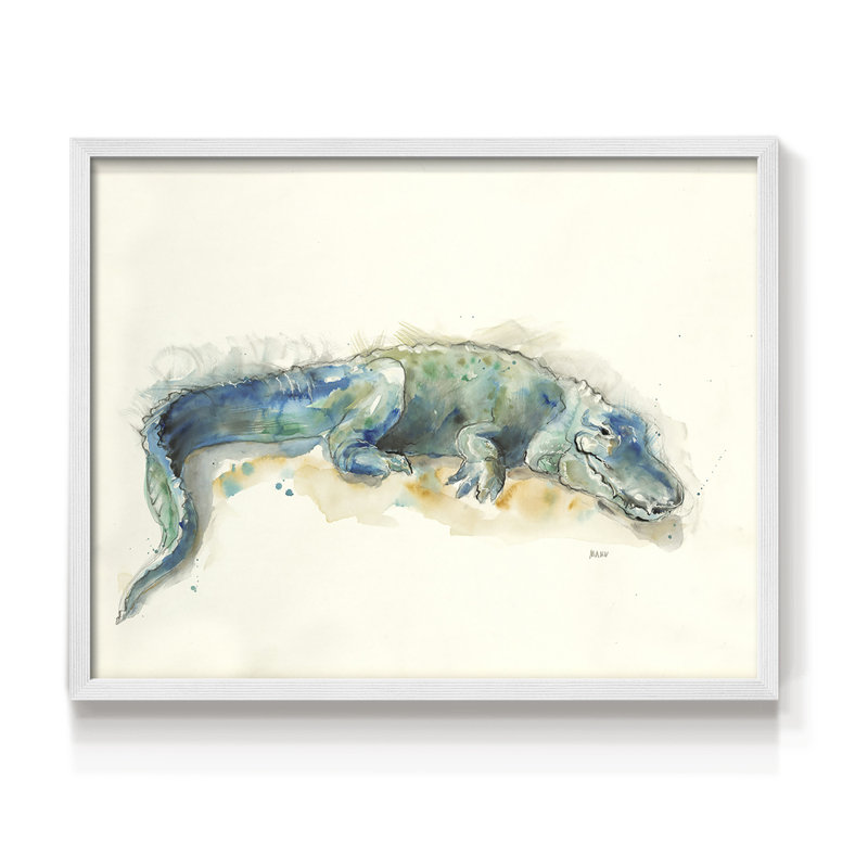 Alligator -Framed Print - Restickable, H 11 po x l 14 po, Blanc