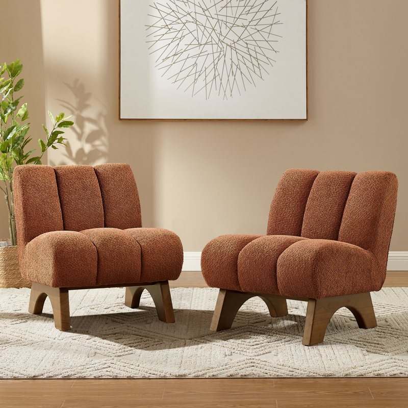 Brinlei 64cm Wide Tufted Lounge Chair, Orange