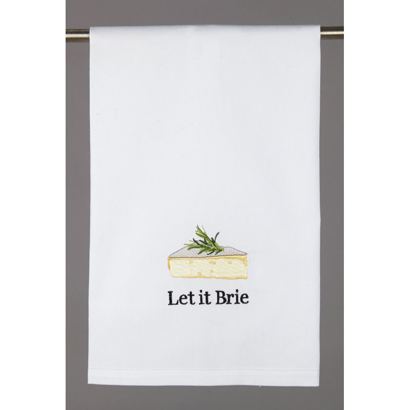Let It Brie Cotton Embroidered Tea Towel
