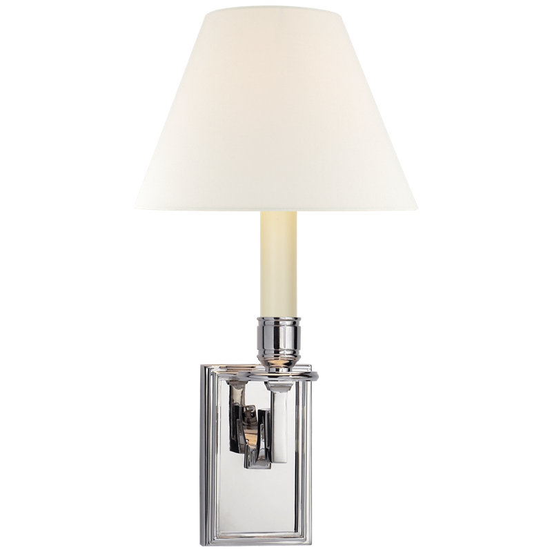 Alexa Hampton Dean Library Sconce, Polished Nickel, Fabric