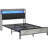 Platform Bed Frame - Full Size With Storage Headboard, Led Lights, Charging Outlets, Quiet, Easy Assembly, No Box Spring, Cement Gray Upholstered Station Noise- Assembly Spring
