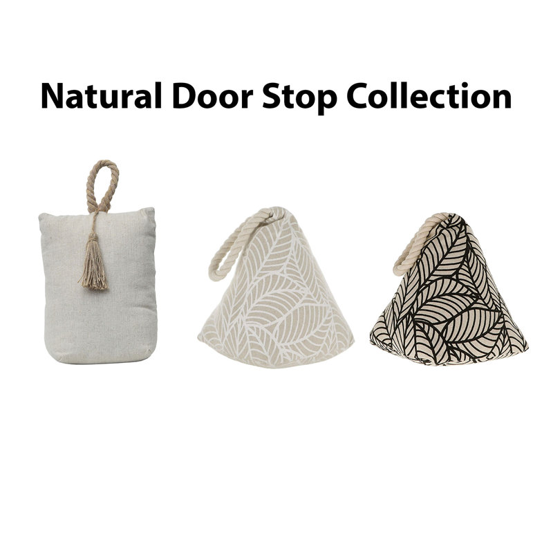 Natural Linen Weighted Door Stop with Beige Tassel