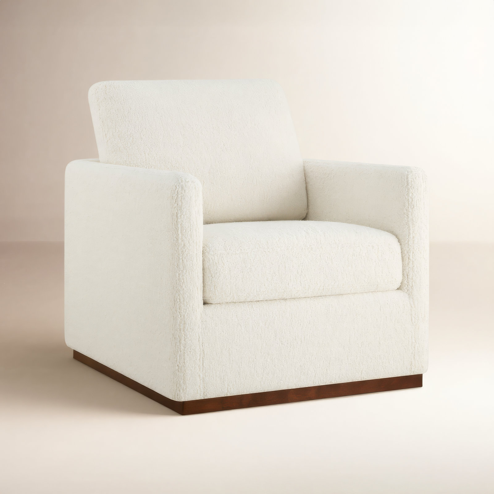 Bobbi Upholstered Swivel Armchair, Aries Cream Sherpa