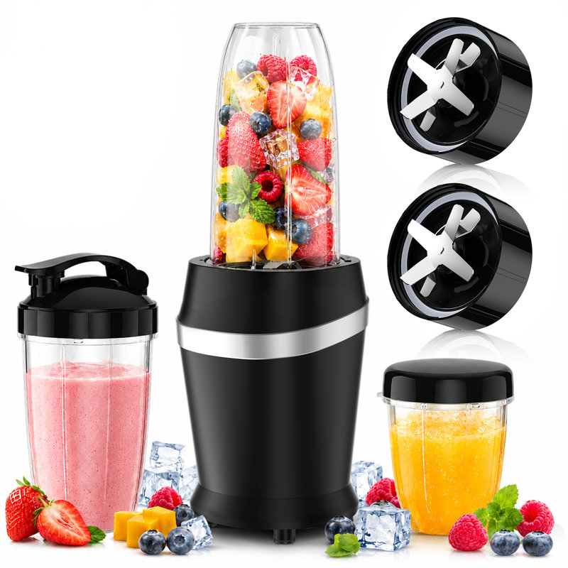 Personal Blender for Smoothies and Shakes, Blender with Travel Lid, Portable Blender for Frozen Drinks, Black