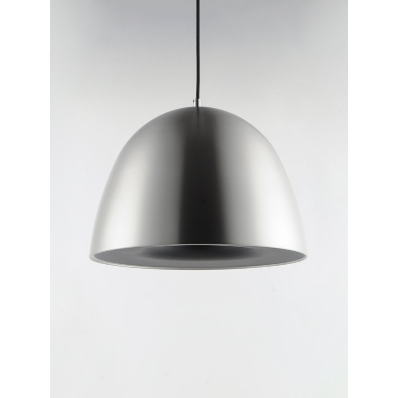 Natosha 1 - Light LED Single Pendant, Satin Nickel/Black, 16.5" H x 23.5" W x 23.5" D