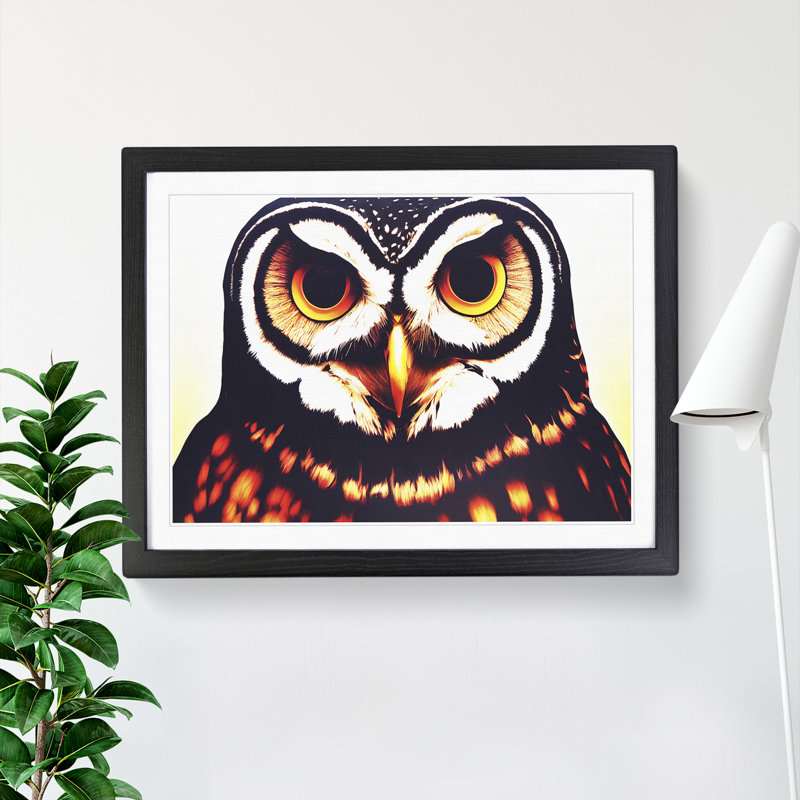 Explosive Owl - Single Picture Frame Print, Black Framed, 34cm H x 46cm W x 2cm D