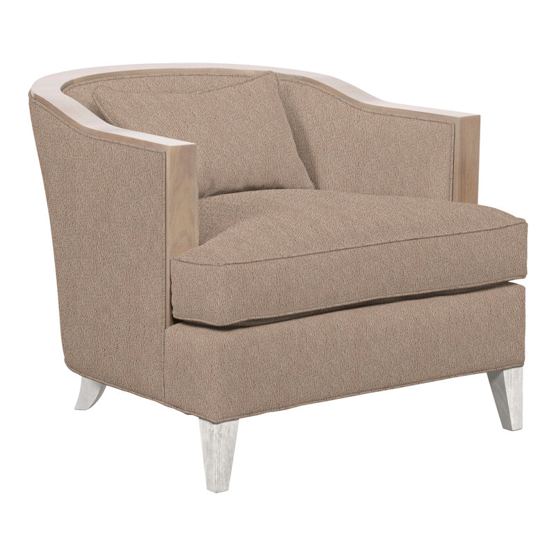 Thom Filicia Home 32.5" Wide Barrel Chair, Navada Mushroom Crypton® Performance Fabric, Casa Blanca