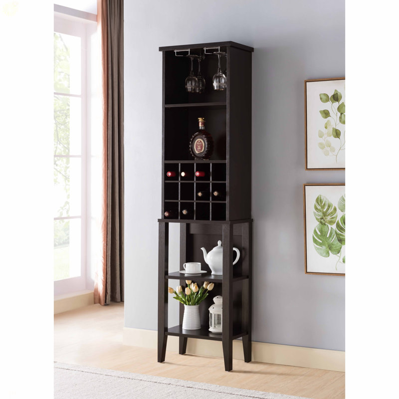Wooden Wine Bottle Rack Metal Wine Glass Rack Four Shelves