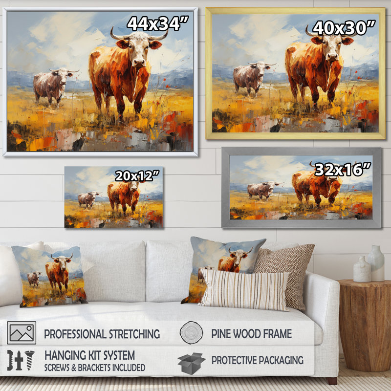 Collage de bovins pastoraux - impression, Cadre photo noir, H 30 po x l 40 po x P 1,5 po
