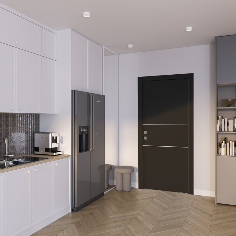 Optima Solid + Manufactured Wood Flush without Installation Hardware Kit Slab Door, Black Matte, 29.75" x 79.37"