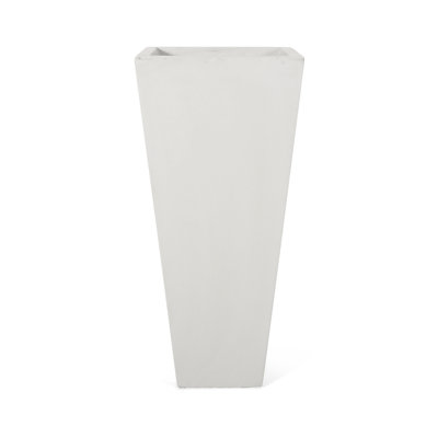 13" X 28.5" Outdoor Modern MGO Cast Stone Planter, White