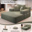 Ensemble 2 pièces de chaise longue en velours côtelé désossé, canapé-lit convertible avec poches latérales - aucun assemblage requis-131374089