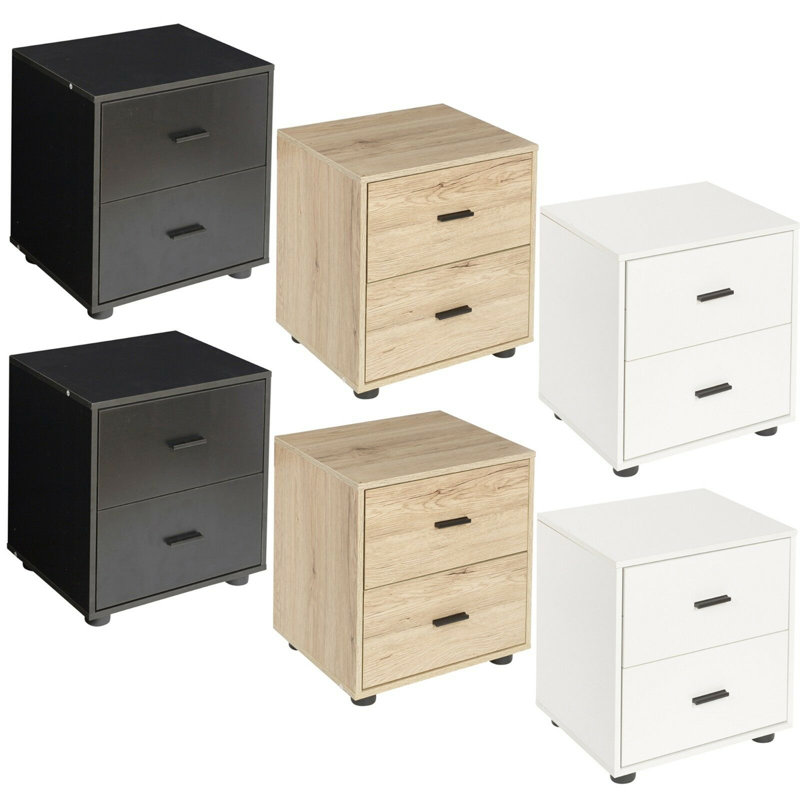Laster 101.6cm W Solid + Manufactured Wood Bedside Table, Oak