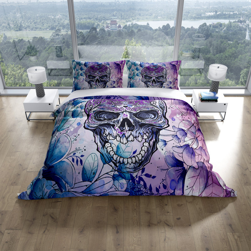 Ensemble de housse de couette Skull, Housse de couette très grand et 2 taies