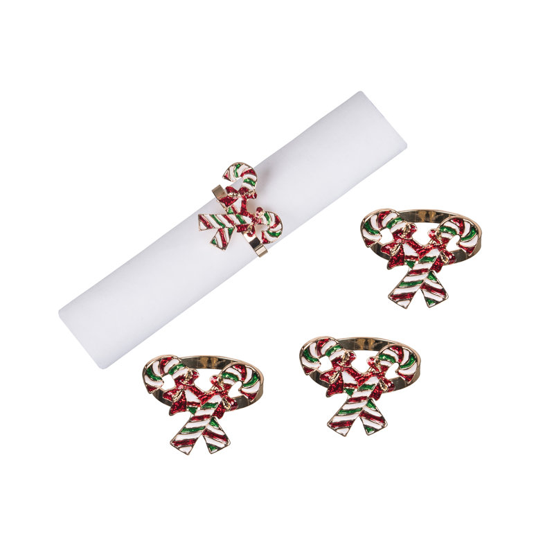 Ensemble de 4 rondelles de serviette Candy Cane
