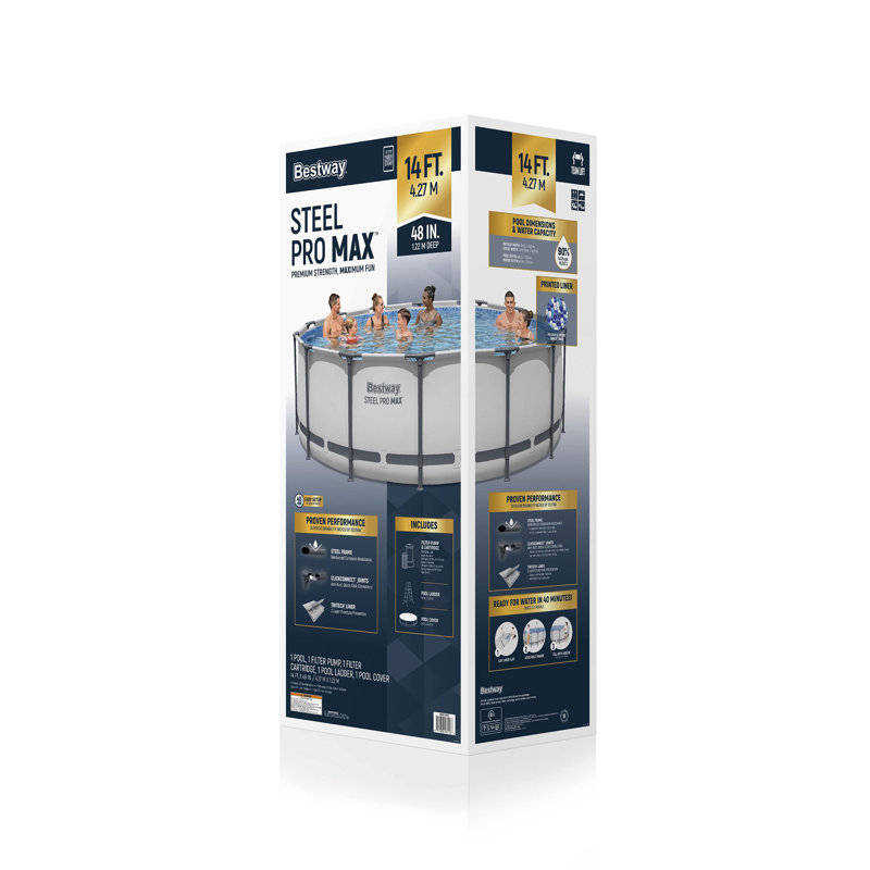 Bestway Steel Pro MAX 14'x48" Round Above Ground Pool with Pump & Cover, 2 Pack