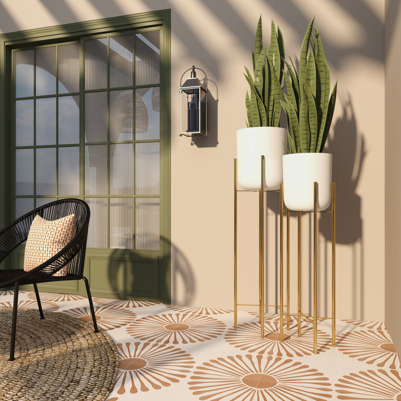 Grand support à fleurs rond en métal 2 pièces, Noir, H 39 po x l 12 po x P 12 po