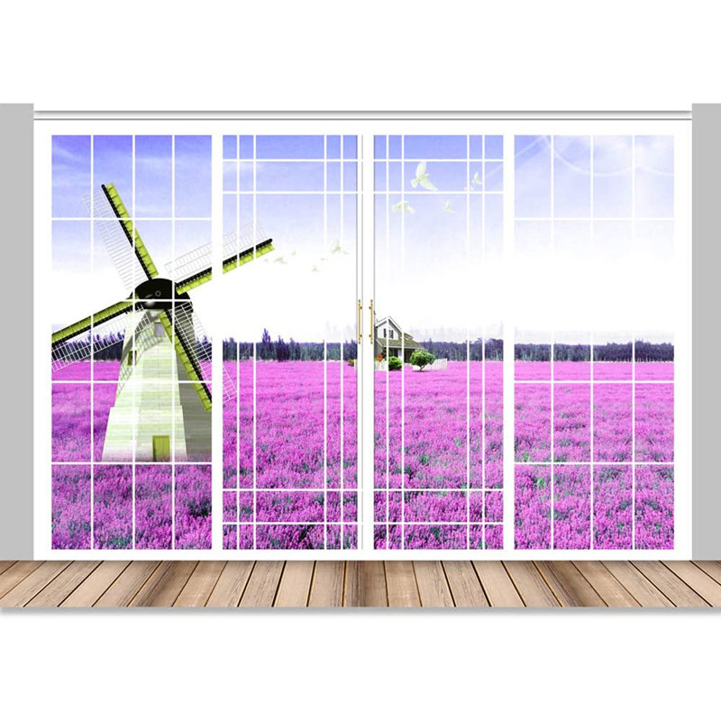 Adhésif mural fenêtre vue de la nature, L 100 po x l 144 po