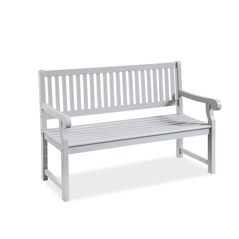 Solid Eucalyptus Outdoor Bench With Slatted Backrest