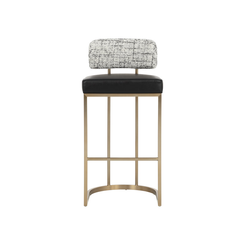 Bellatrix Upholstered Stool with Metal Frame, Counter Stool (26.5" Seat Height), Bravo Black/Halton Birch