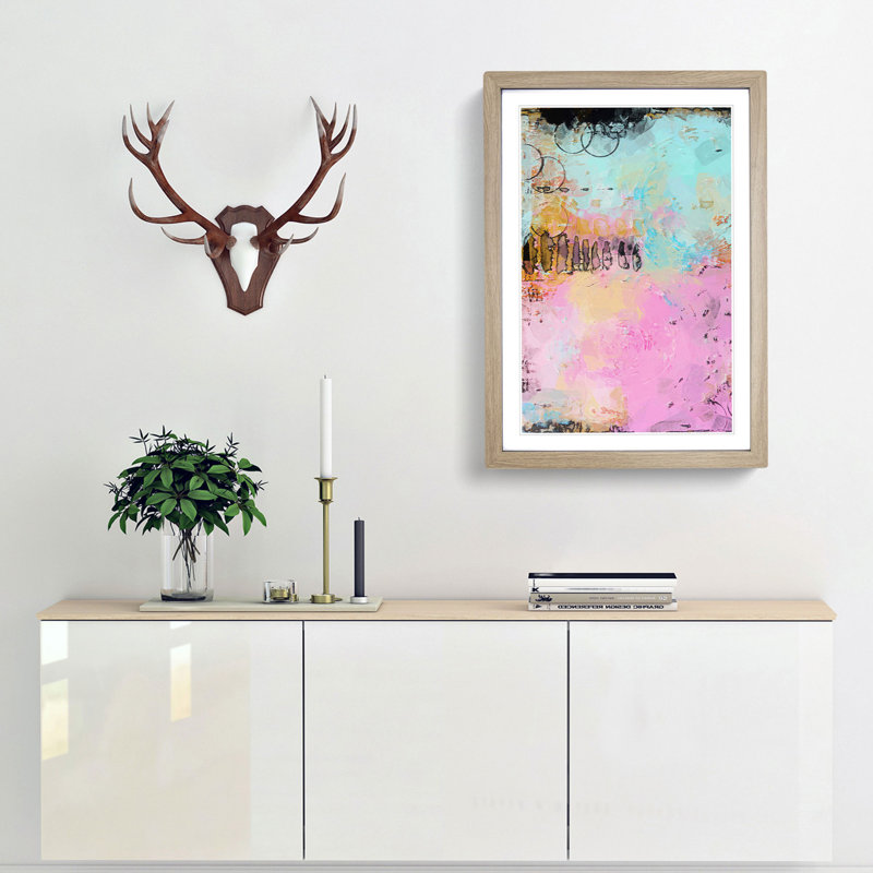 Paint Your Feelings in Abstract - Picture Frame Graphic Art Print, 65cm H x 48cm W x 2cm D, Oak Framed