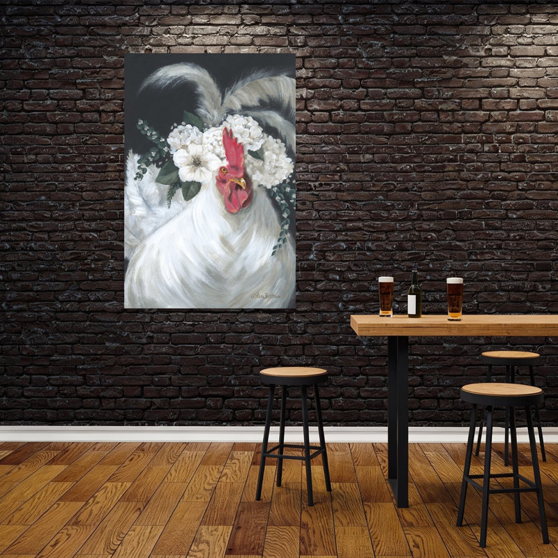 Art floral moderne coq floral, 60" H x 40" W
