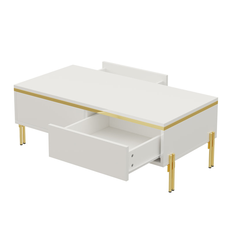 Coffee Table with 2 drawers black, White