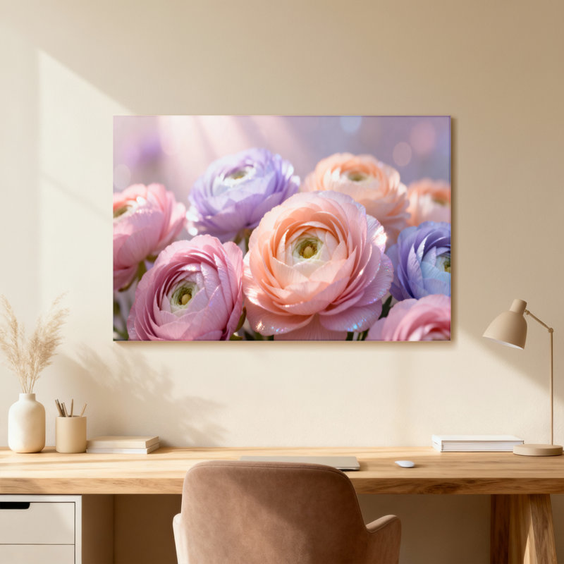 Plantes et fleurs Fleurs pastel Douces couleurs délicates pétales délicats, H 20 po x l 30 po, Toile tendue