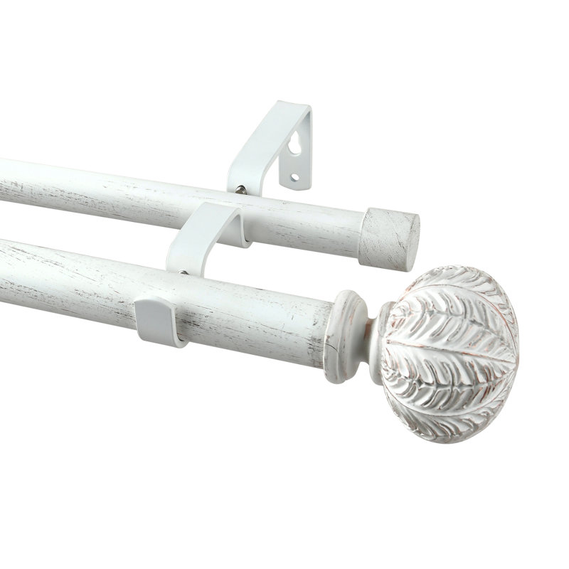 Tringle à rideaux double de 1 pouce de diamètre avec embouts sphériques, tringle à draperie télescopique ajustable robuste pour différentes pièces