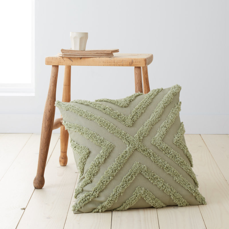 Diamond Tufted Geometric Cushion with Inner, Silver