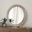 Miroir mural rond rustique, miroir circulaire en bois 31,50 pouces avec perles, miroir décoratif de style campagnard pour salon, chambre à coucher, cuisine, entrée (blanc)
