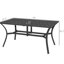 6 tables de patio rectangulaire en acier avec trou pour parasol, table de salle à manger d'extérieur noire pour le jardin, balcon noir, convient au jardin et au balcon, 59 po x 35,5 po