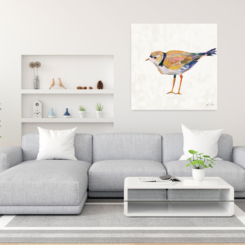 Art contemporain en lin ivoire avec animaux oiseaux, H 36 po x l 36 po
